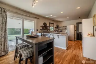 Kitchen open to dining