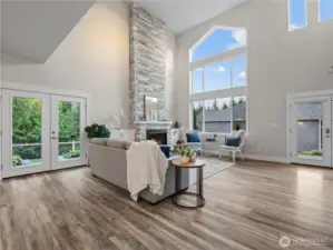 Laminate flooring through out the main level.