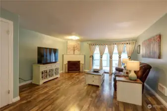 Main living space with beautiful floors.