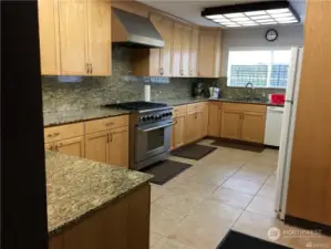 A large community kitchen in The River clubhouse.