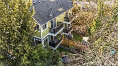 Quiet townhouse surrounded with trees for privacy and solitude.