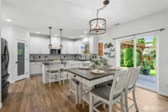 Updated open kitchen with shared dining