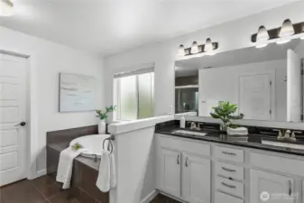 Primary bathroom with custom features