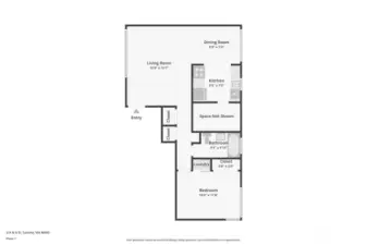 "Space Not Shown" is the hallway off the kitchen with the storage closet and access to the patio and garage.
