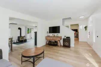 Open living area with modern finishes and a great flow into the kitchen.