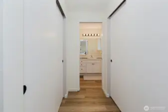 Walk-in closet with great storage.