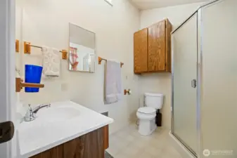 The 3/4 bath is off the family room which is so convenient for guests, or could be a primary bath and the family room would be an ideal primary suite.