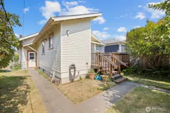 Looking at the rear yard and back deck off the family room.