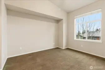 Primary Room is large enough for a king bed and has a ceiling fan