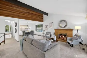 Main Level Family Room w/Vaulted Ceilings & Gas Fireplace