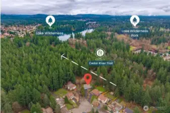 Home is a 5-10 minute walk to the Lake Wilderness Activity area.