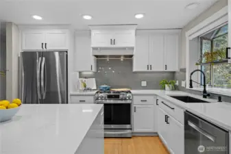 Quartz waterfall island