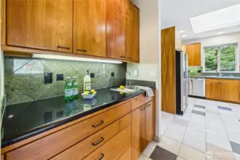 The butler's pantry between the dining room and kitchen.