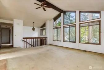Over-sized living room provides room to host the crowd.