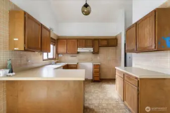 Spacious kitchen that could be remodeled to suit your needs.