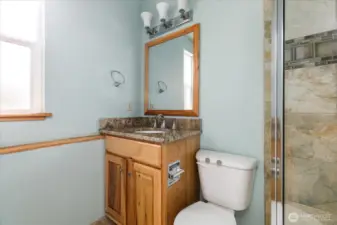 An attractive 3/4 bath is a great addition to the basement floor plan.