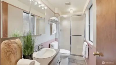 Light-filled primary bath.