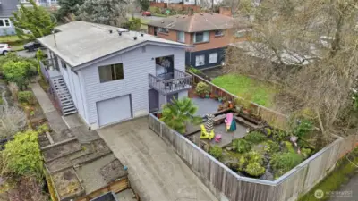 Aerial view of the back exterior.