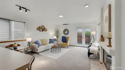 Enjoy cozy evenings or sunny afternoons in this beautifully open living space.