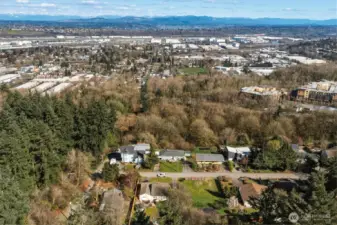 Elevated drone shot highlighting development potential in growing Seattle community