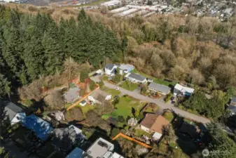 High-angle view of residential zoning area with development opportunity