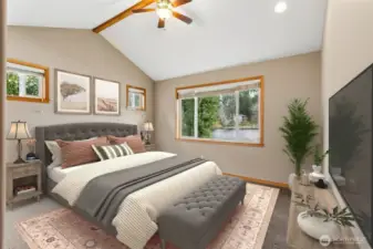 virtually staged master bedroom