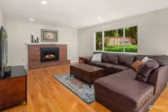 Family room with gas fireplace.