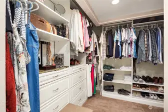 Built in closet organizers in every bedroom.
