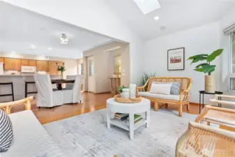 Skylights complete this sunroom/sitting room.