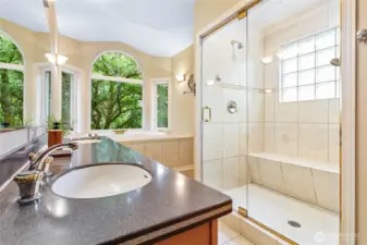 Another large picture window above the tub.
