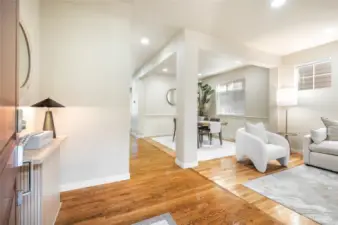 Inviting entry with gleaming hardwood floors.
