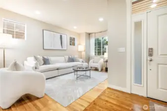 The formal living room is the perfect space for gatherings or quiet evenings.
