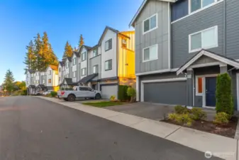 Long driveway for additional off street parking.  The HOA maintains the front yard.