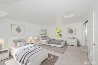 Primary bedroom staged