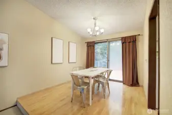 Dining room with slider to new deck.