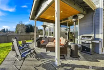 Step outside onto the covered patio that allows for all season outdoor time.