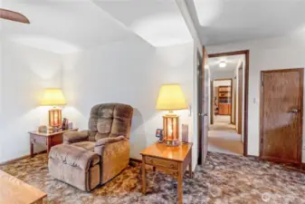 Another view of the expansive downstairs rec room highlighting flexible living space.