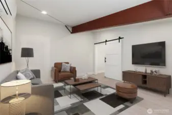 Same image virtually staged as a hang-out space