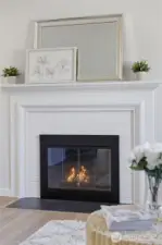 Cozy fireplace detail adding warmth and character
