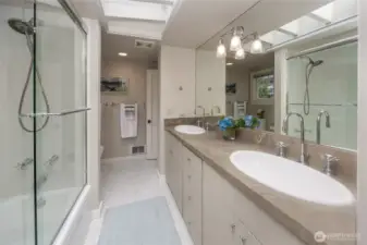 Updated bathroom on upper level.