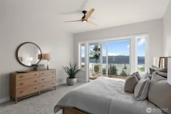 Expansive primary suite with direct access to the deck and covered outdoor living—seamlessly blending indoor comfort with open-air relaxation.
