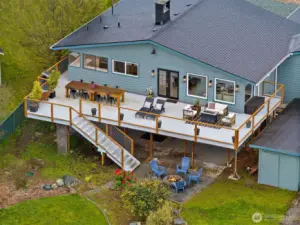 View of deck and patio spaces from above