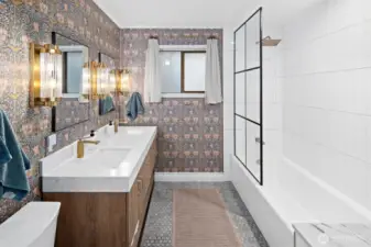 Primary (main floor) bathroom with radiant floor heat