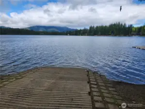This is the boat launch into the much bigger Lake Nahwatzel. Motor boats are allowed here, and the fishing is great!