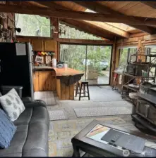 Spacious living room and kitchen area