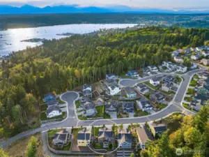 Aerial views to Liberty Bay Marina and Port of Poulsbo.