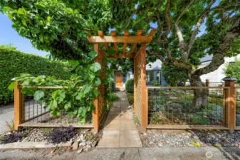 Lush gardens provide shade and privacy