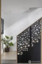 The same custom rail design is carried through to the interior rail but powder coated black for a striking statement