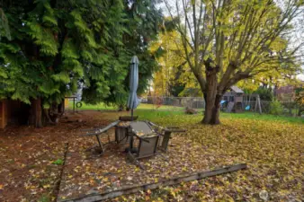 Big outdoor space with two decks for entertaining.