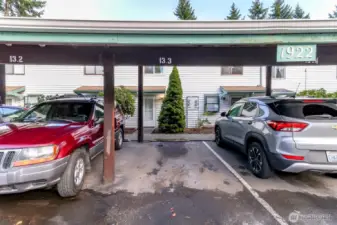 Covered parking space, two assigned parking total.